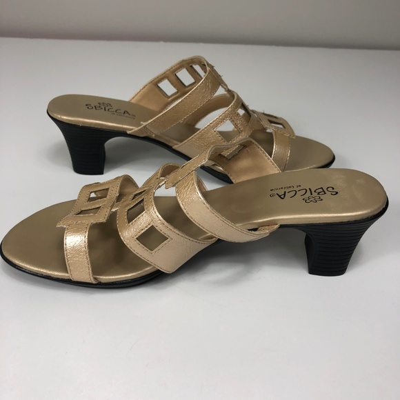 NEW | SBICCA metallic neutral tan sandal 2 inch heel - SZ 7 - Picture 5 of 6
